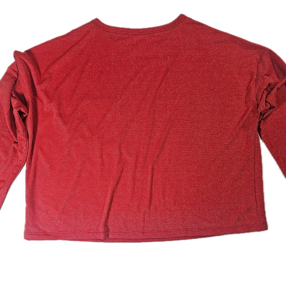 Colsie Shirt Womens Large‎ Red Long Sleeve Pocket Shimmer Metallic Loungewear - Picture 2 of 6